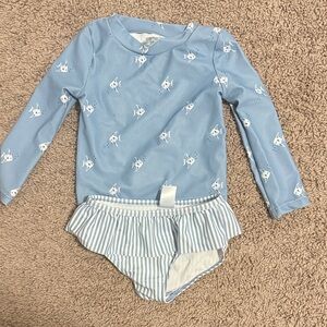 Blue Fish Print Kids Swim Set